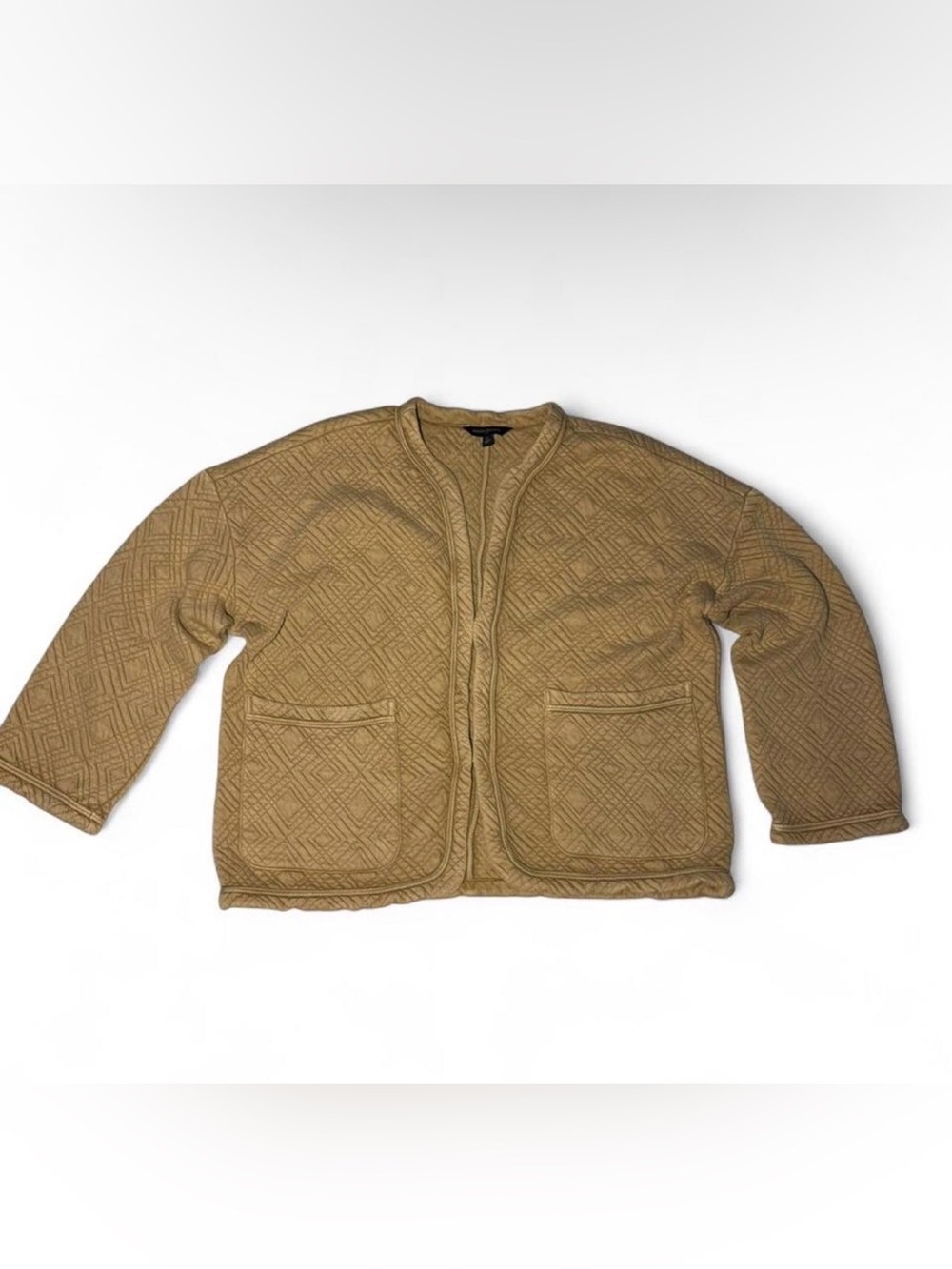Banana Republic Boho Cottagecore washed Tan quilted jacket with pockets🌀
